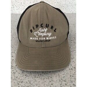 Rip Curl Tan Black Surf Beach Logo Trucker Hat Snapback Cap